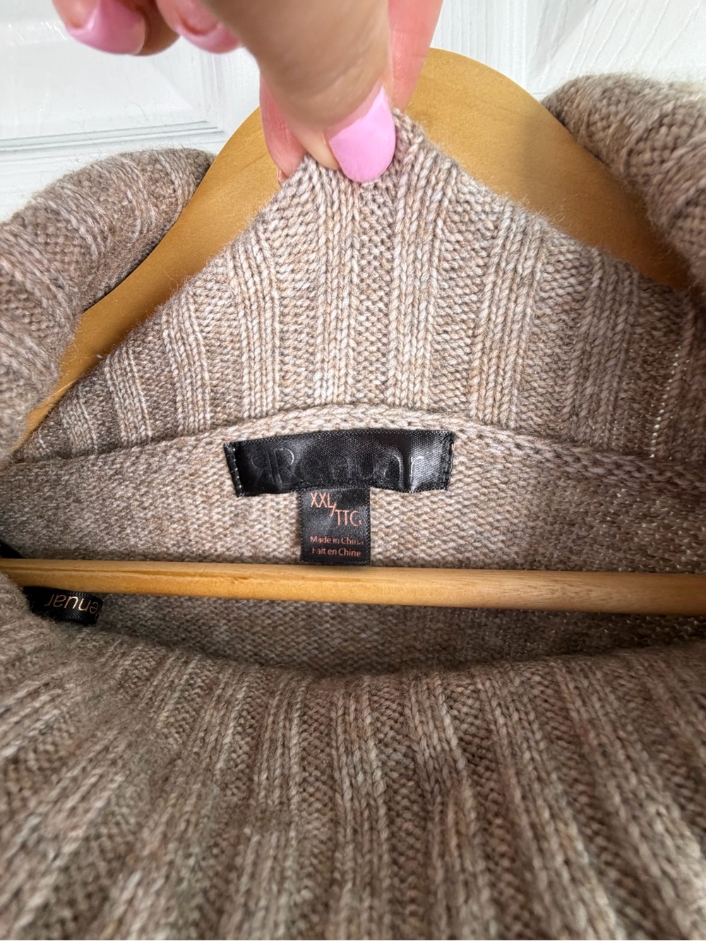 Renuar Taupe Cowl Neck Sweater Women's XXL Cozy Relaxed Fit Quiet Luxury Fall - Picture 3 of 11